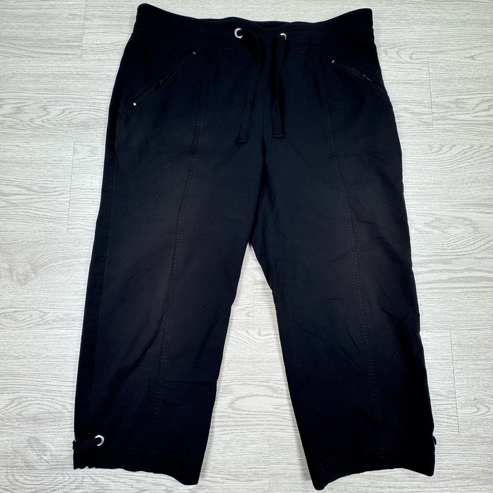 Chico's Women's Capri‎ Pants Weekends Perfect Stretch Black Size 0.5 Drawstring